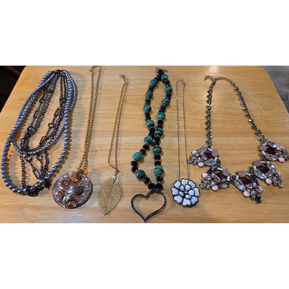 Lot Of 6 Misc Necklaces Costume Jewelry Box Dump